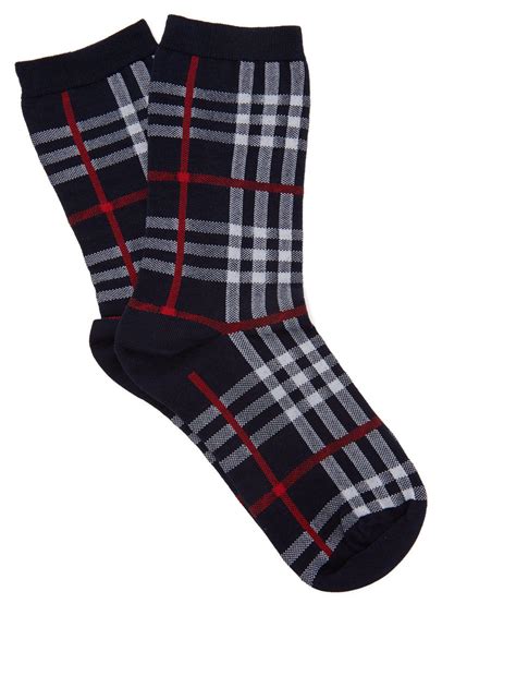 burberry undigo blye check cotton|Check Cotton Blend Socks in Indigo .